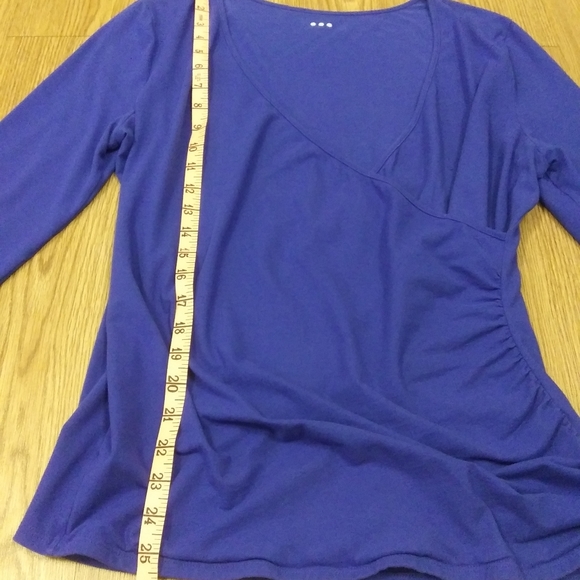Three Dot XL cobalt blue faux wrap 3/4 slv V neck - Picture 5 of 8